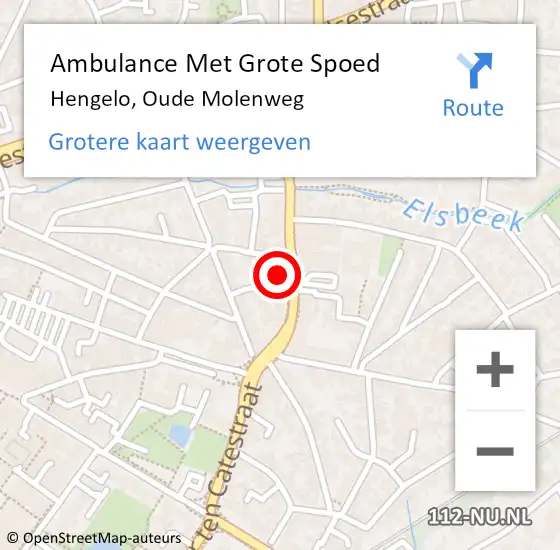 Locatie op kaart van de 112 melding: Ambulance Met Grote Spoed Naar Hengelo, Oude Molenweg op 26 oktober 2021 17:16