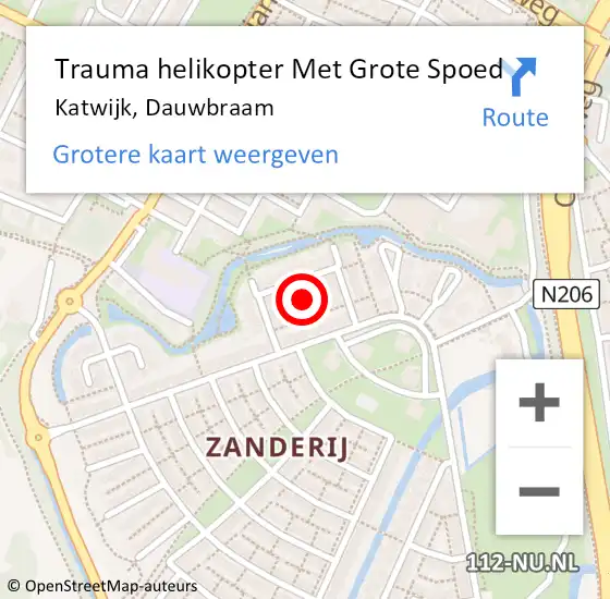 Locatie op kaart van de 112 melding: Trauma helikopter Met Grote Spoed Naar Katwijk, Dauwbraam op 26 oktober 2021 17:20