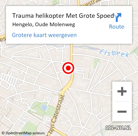 Locatie op kaart van de 112 melding: Trauma helikopter Met Grote Spoed Naar Hengelo, Oude Molenweg op 26 oktober 2021 17:21