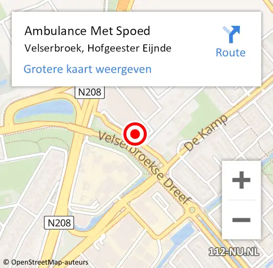 Locatie op kaart van de 112 melding: Ambulance Met Spoed Naar Velserbroek, Hofgeester Eijnde op 26 oktober 2021 17:29