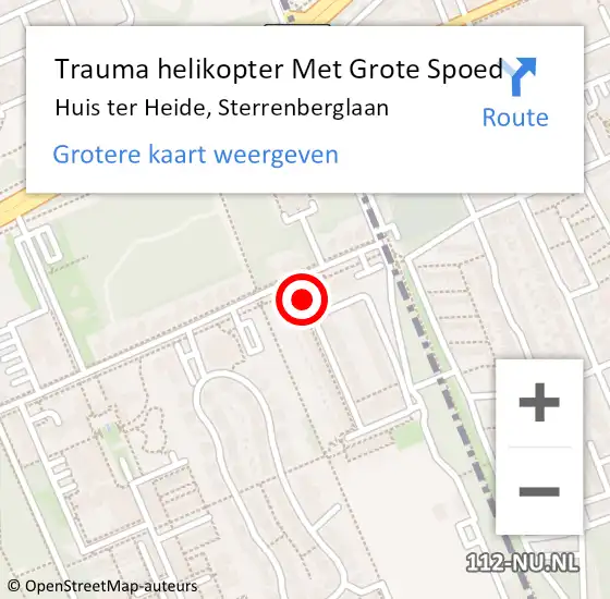 Locatie op kaart van de 112 melding: Trauma helikopter Met Grote Spoed Naar Huis ter Heide, Sterrenberglaan op 26 oktober 2021 17:32