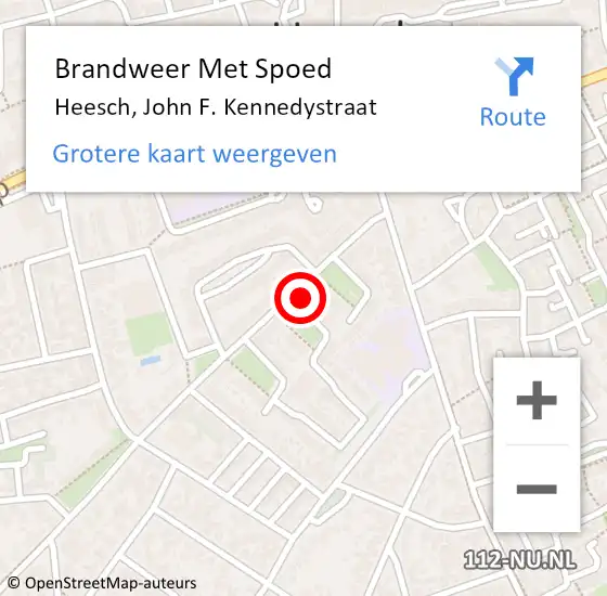 Locatie op kaart van de 112 melding: Brandweer Met Spoed Naar Heesch, John F. Kennedystraat op 26 oktober 2021 18:14