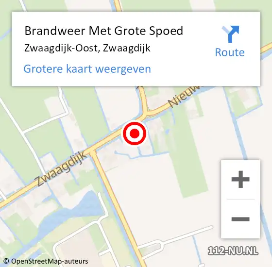 Locatie op kaart van de 112 melding: Brandweer Met Grote Spoed Naar Zwaagdijk-Oost, Zwaagdijk op 26 oktober 2021 18:20