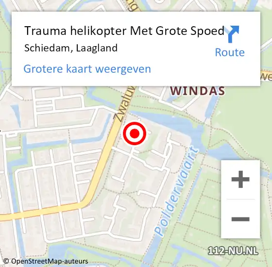 Locatie op kaart van de 112 melding: Trauma helikopter Met Grote Spoed Naar Schiedam, Laagland op 26 oktober 2021 18:21