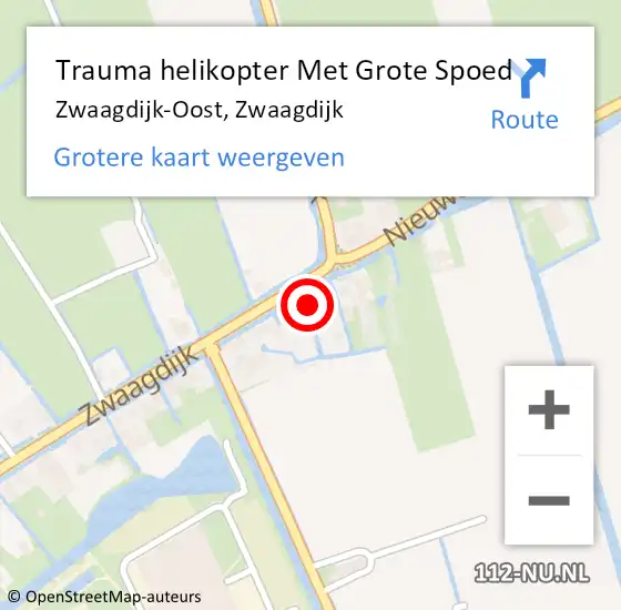 Locatie op kaart van de 112 melding: Trauma helikopter Met Grote Spoed Naar Zwaagdijk-Oost, Zwaagdijk op 26 oktober 2021 18:21