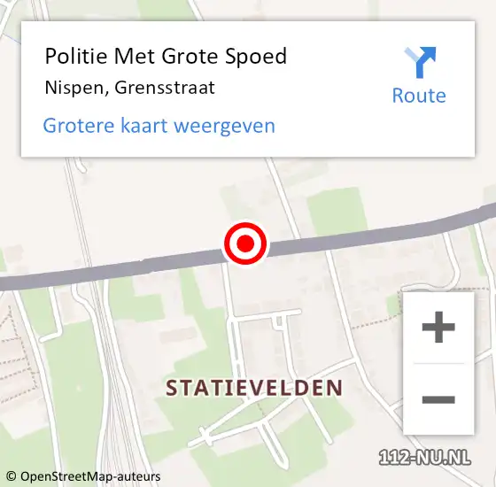 Locatie op kaart van de 112 melding: Politie Met Grote Spoed Naar Nispen, Grensstraat op 26 oktober 2021 18:33
