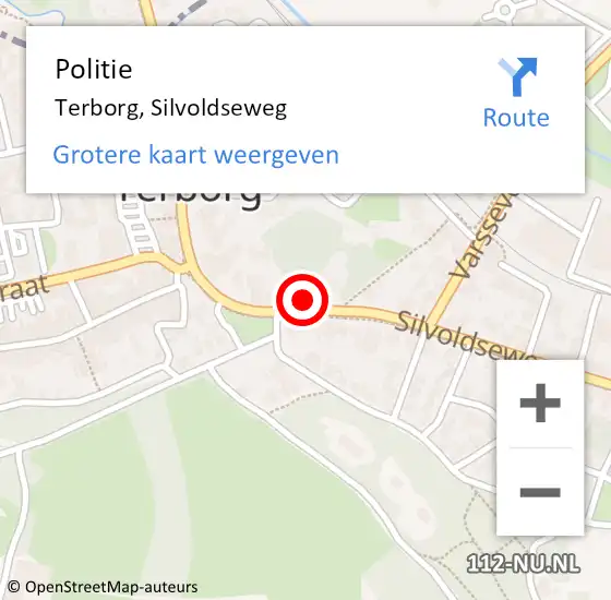 Locatie op kaart van de 112 melding: Politie Terborg, Silvoldseweg op 26 oktober 2021 18:43