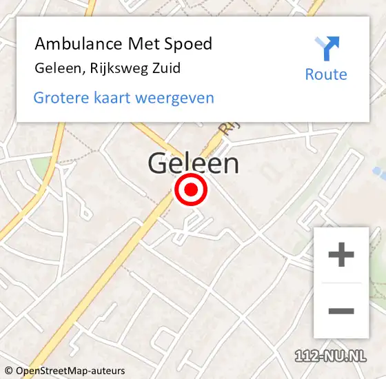 Locatie op kaart van de 112 melding: Ambulance Met Spoed Naar Geleen, Rijksweg Zuid op 26 oktober 2021 18:49