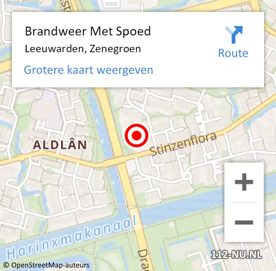 Locatie op kaart van de 112 melding: Brandweer Met Spoed Naar Leeuwarden, Zenegroen op 26 oktober 2021 18:50