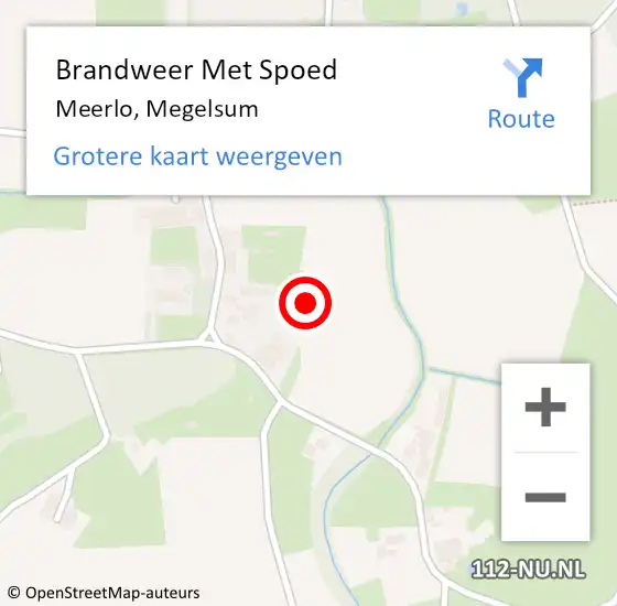 Locatie op kaart van de 112 melding: Brandweer Met Spoed Naar Meerlo, Megelsum op 26 oktober 2021 19:08