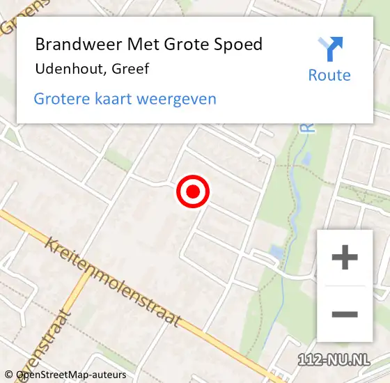 Locatie op kaart van de 112 melding: Brandweer Met Grote Spoed Naar Udenhout, Greef op 26 oktober 2021 19:10