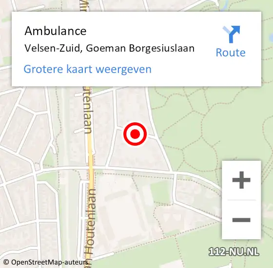 Locatie op kaart van de 112 melding: Ambulance Velsen-Zuid, Goeman Borgesiuslaan op 27 juni 2014 10:34