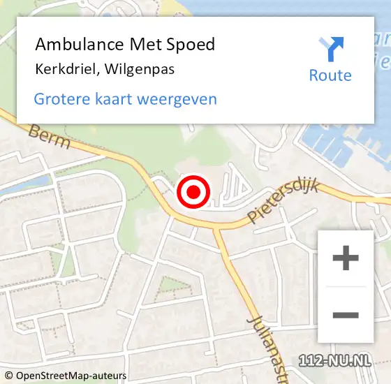 Locatie op kaart van de 112 melding: Ambulance Met Spoed Naar Kerkdriel, Wilgenpas op 26 oktober 2021 19:22