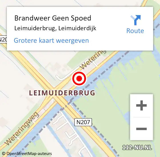 Locatie op kaart van de 112 melding: Brandweer Geen Spoed Naar Leimuiderbrug, Leimuiderdijk op 26 oktober 2021 19:29