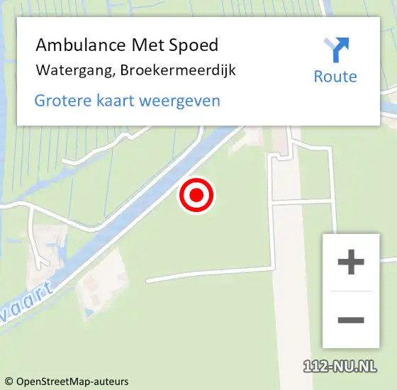 Locatie op kaart van de 112 melding: Ambulance Met Spoed Naar Watergang, Broekermeerdijk op 26 oktober 2021 19:54