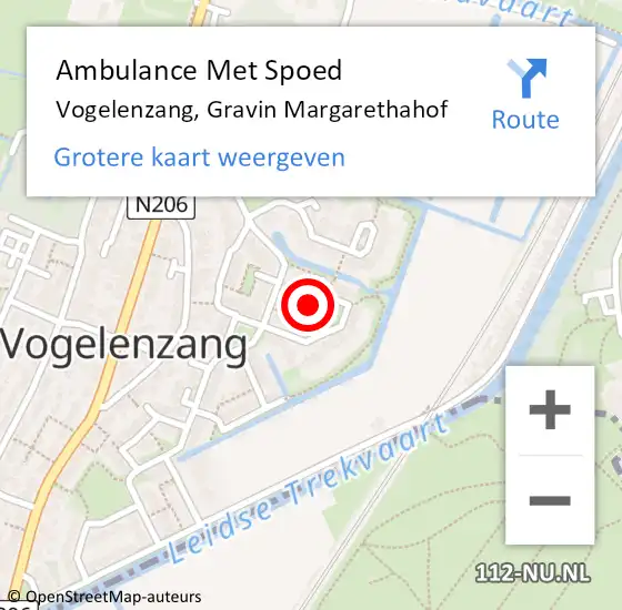 Locatie op kaart van de 112 melding: Ambulance Met Spoed Naar Vogelenzang, Gravin Margarethahof op 26 oktober 2021 20:10