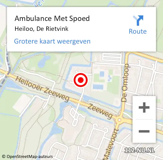 Locatie op kaart van de 112 melding: Ambulance Met Spoed Naar Heiloo, De Rietvink op 26 oktober 2021 20:30