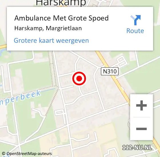 Locatie op kaart van de 112 melding: Ambulance Met Grote Spoed Naar Harskamp, Margrietlaan op 26 oktober 2021 21:25