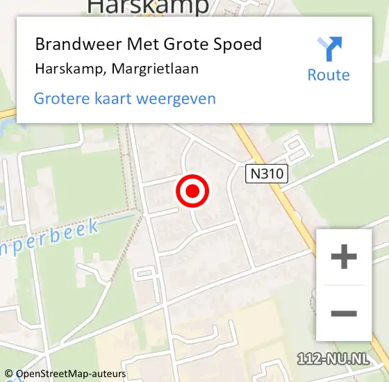 Locatie op kaart van de 112 melding: Brandweer Met Grote Spoed Naar Harskamp, Margrietlaan op 26 oktober 2021 21:26