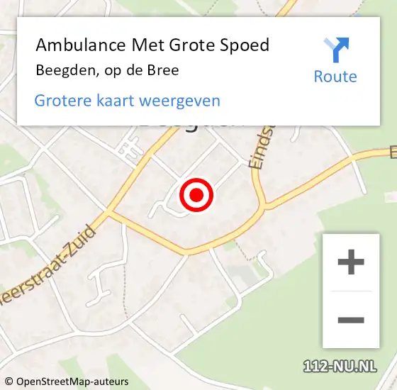 Locatie op kaart van de 112 melding: Ambulance Met Grote Spoed Naar Beegden, op de Bree op 26 oktober 2021 21:30