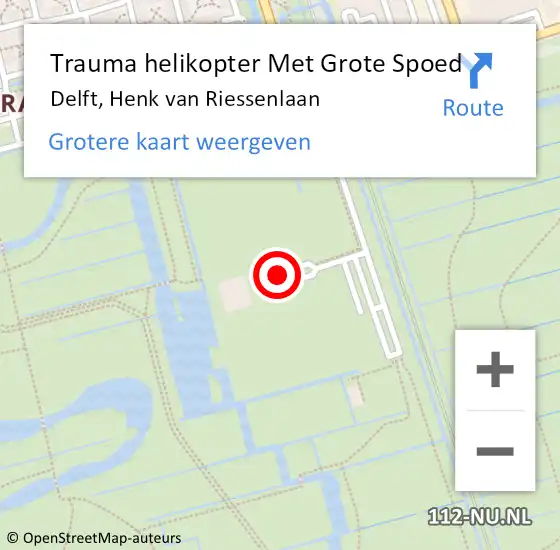 Locatie op kaart van de 112 melding: Trauma helikopter Met Grote Spoed Naar Delft, Henk van Riessenlaan op 26 oktober 2021 21:42