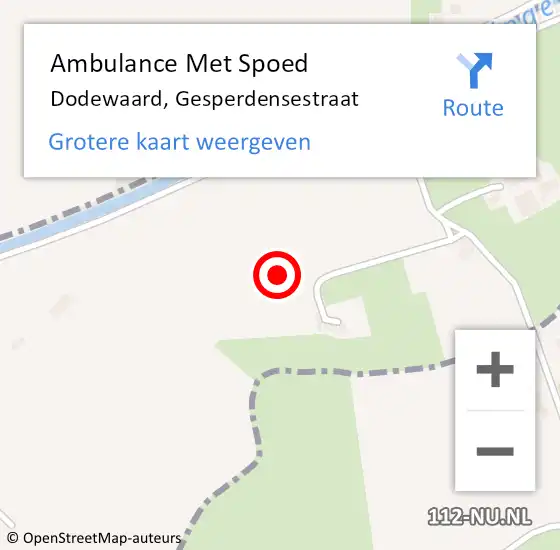 Locatie op kaart van de 112 melding: Ambulance Met Spoed Naar Dodewaard, Gesperdensestraat op 26 oktober 2021 22:18