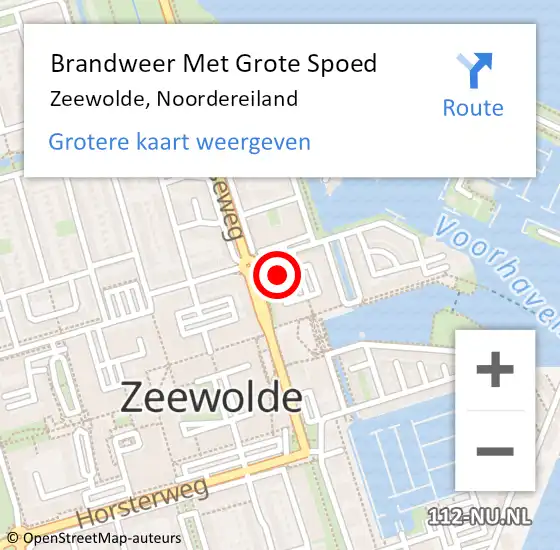 Locatie op kaart van de 112 melding: Brandweer Met Grote Spoed Naar Zeewolde, Noordereiland op 26 oktober 2021 23:30