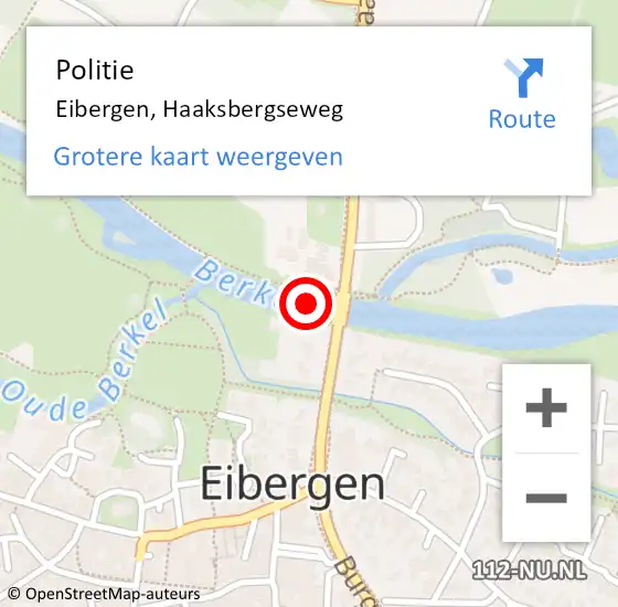 Locatie op kaart van de 112 melding: Politie Eibergen, Haaksbergseweg op 26 oktober 2021 23:35