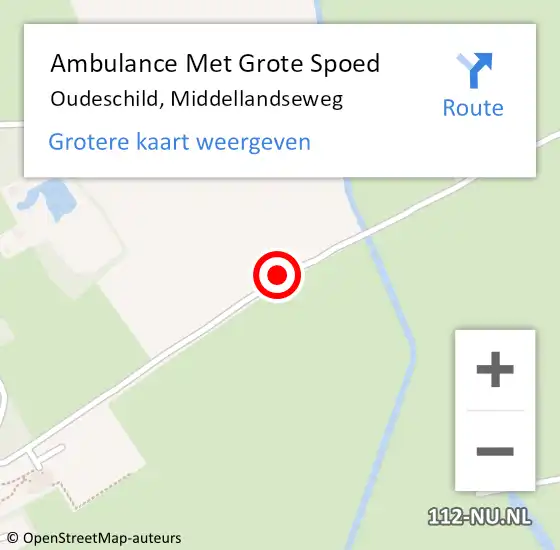 Locatie op kaart van de 112 melding: Ambulance Met Grote Spoed Naar Oudeschild, Middellandseweg op 27 oktober 2021 01:33