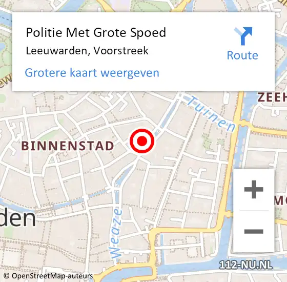 Locatie op kaart van de 112 melding: Politie Met Grote Spoed Naar Leeuwarden, Voorstreek op 27 oktober 2021 01:43