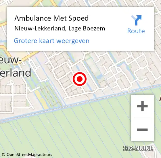 Locatie op kaart van de 112 melding: Ambulance Met Spoed Naar Nieuw-Lekkerland, Lage Boezem op 27 oktober 2021 01:53