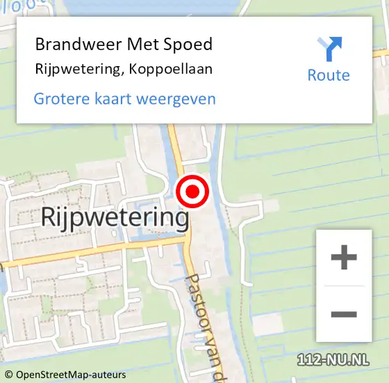 Locatie op kaart van de 112 melding: Brandweer Met Spoed Naar Rijpwetering, Koppoellaan op 27 oktober 2021 02:19