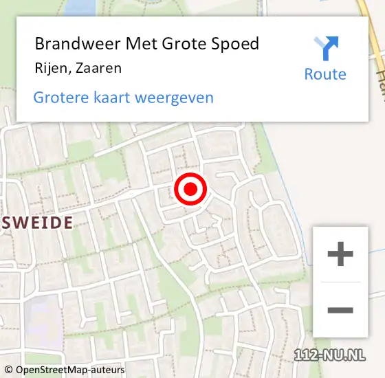 Locatie op kaart van de 112 melding: Brandweer Met Grote Spoed Naar Rijen, Zaaren op 27 oktober 2021 02:30