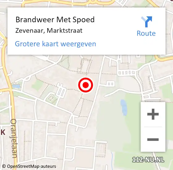 Locatie op kaart van de 112 melding: Brandweer Met Spoed Naar Zevenaar, Marktstraat op 27 oktober 2021 02:31