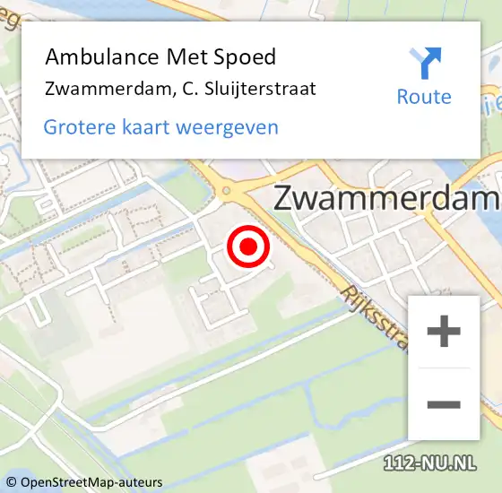 Locatie op kaart van de 112 melding: Ambulance Met Spoed Naar Zwammerdam, C. Sluijterstraat op 27 oktober 2021 05:56