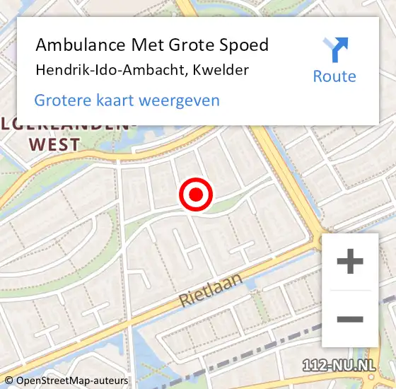 Locatie op kaart van de 112 melding: Ambulance Met Grote Spoed Naar Hendrik-Ido-Ambacht, Kwelder op 27 oktober 2021 06:05