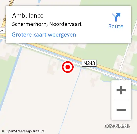 Locatie op kaart van de 112 melding: Ambulance Schermerhorn, Noordervaart op 27 oktober 2021 06:35