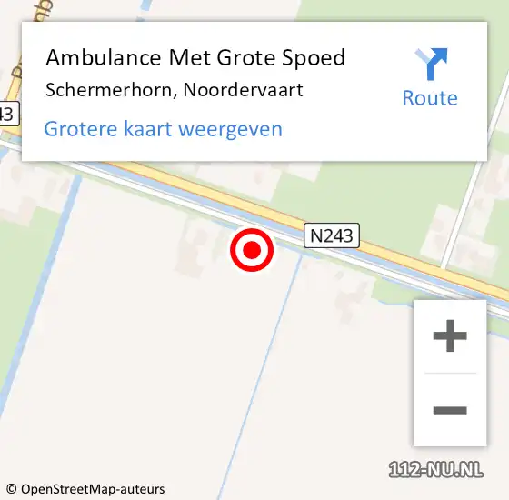 Locatie op kaart van de 112 melding: Ambulance Met Grote Spoed Naar Schermerhorn, Noordervaart op 27 oktober 2021 06:36