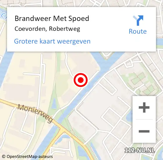 Locatie op kaart van de 112 melding: Brandweer Met Spoed Naar Coevorden, Robertweg op 27 oktober 2021 06:42