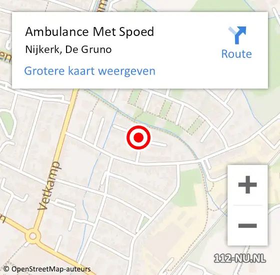 Locatie op kaart van de 112 melding: Ambulance Met Spoed Naar Nijkerk, De Gruno op 27 oktober 2021 06:48