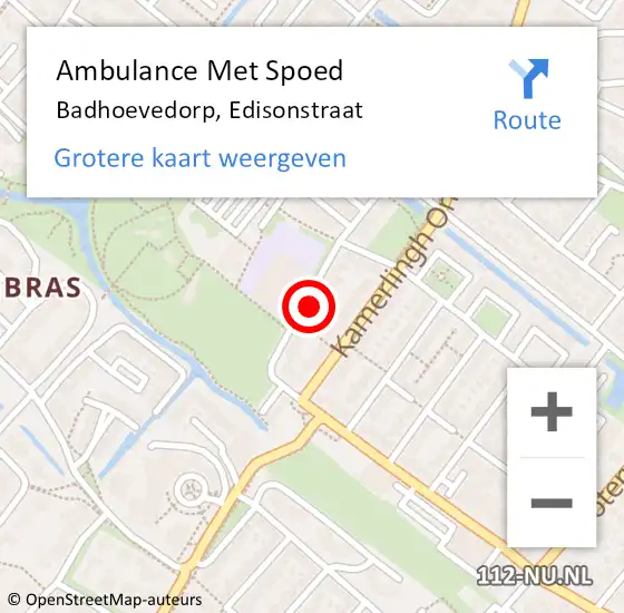 Locatie op kaart van de 112 melding: Ambulance Met Spoed Naar Badhoevedorp, Edisonstraat op 27 oktober 2021 07:13