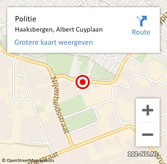 Locatie op kaart van de 112 melding: Politie Haaksbergen, Albert Cuyplaan op 27 oktober 2021 07:25