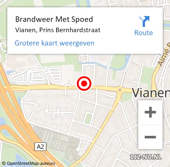 Locatie op kaart van de 112 melding: Brandweer Met Spoed Naar Vianen, Prins Bernhardstraat op 27 oktober 2021 07:52