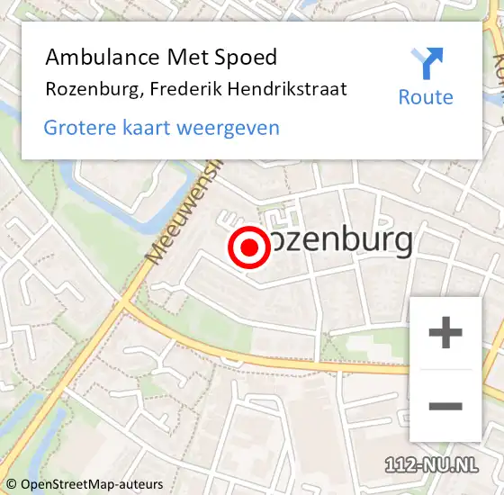 Locatie op kaart van de 112 melding: Ambulance Met Spoed Naar Rozenburg, Frederik Hendrikstraat op 27 oktober 2021 07:53