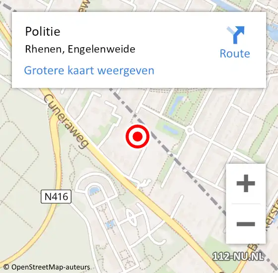 Locatie op kaart van de 112 melding: Politie Rhenen, Engelenweide op 27 oktober 2021 08:05