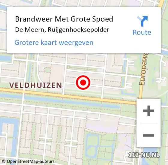 Locatie op kaart van de 112 melding: Brandweer Met Grote Spoed Naar De Meern, Ruijgenhoeksepolder op 27 oktober 2021 08:12