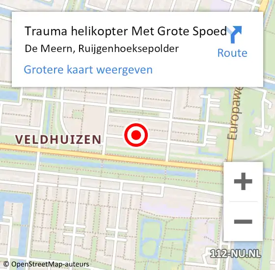 Locatie op kaart van de 112 melding: Trauma helikopter Met Grote Spoed Naar De Meern, Ruijgenhoeksepolder op 27 oktober 2021 08:15