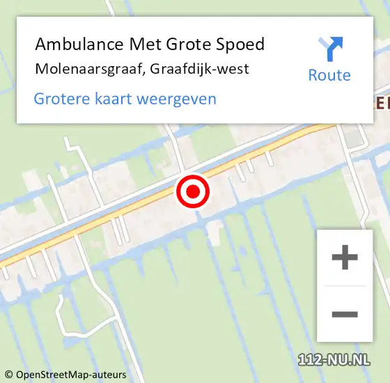 Locatie op kaart van de 112 melding: Ambulance Met Grote Spoed Naar Molenaarsgraaf, Graafdijk-west op 27 oktober 2021 08:30