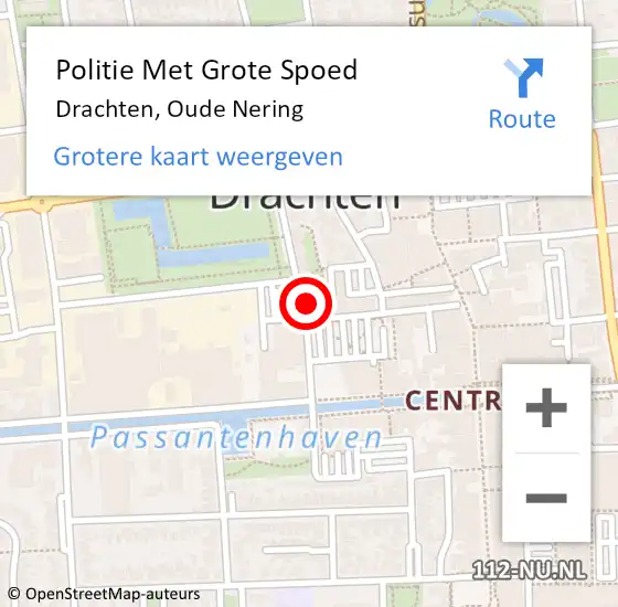 Locatie op kaart van de 112 melding: Politie Met Grote Spoed Naar Drachten, Oude Nering op 27 oktober 2021 08:38