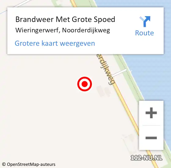 Locatie op kaart van de 112 melding: Brandweer Met Grote Spoed Naar Wieringerwerf, Noorderdijkweg op 27 oktober 2021 09:05